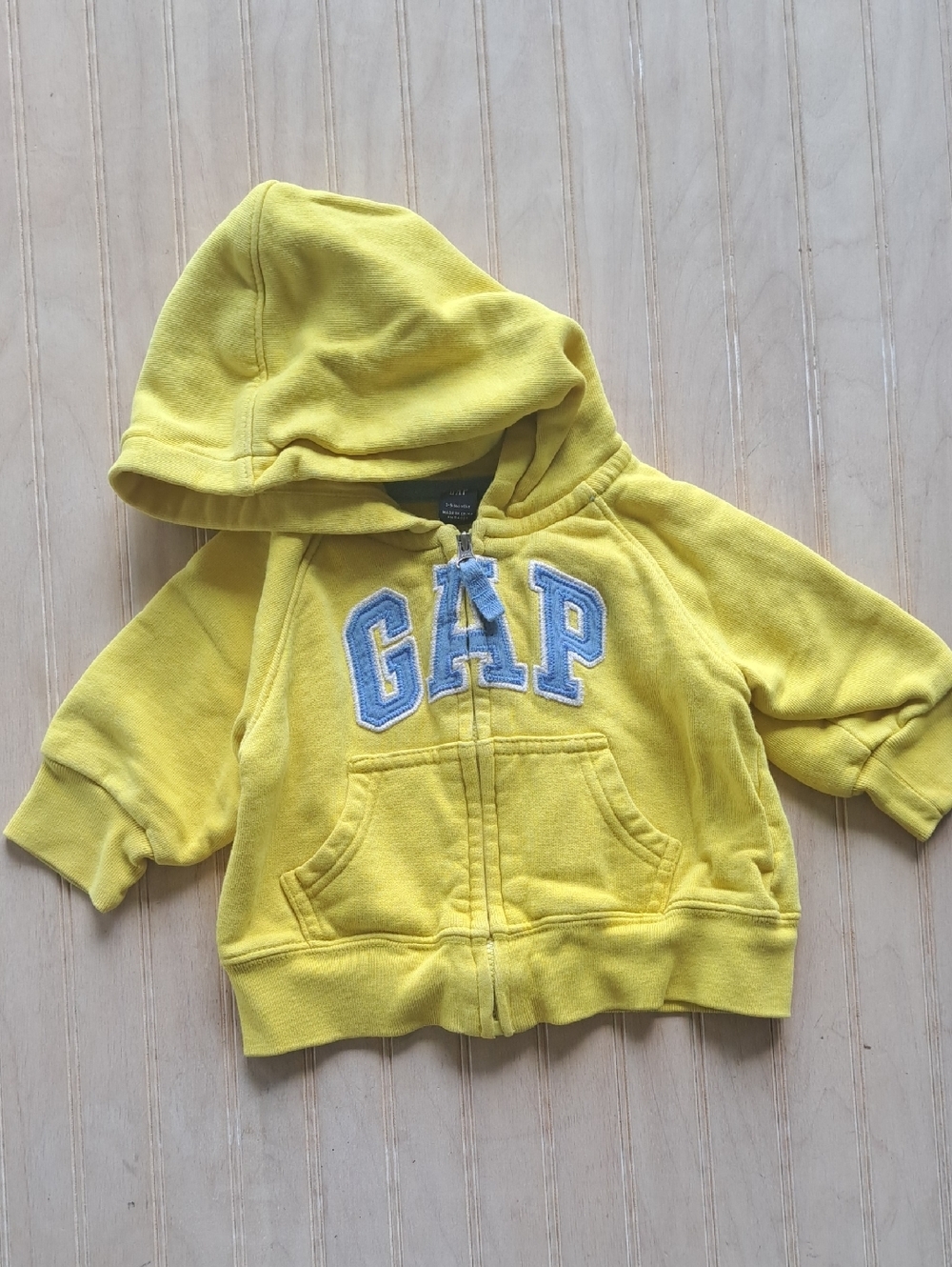 Baby GAP Logo Zip Hoodie Yellow 3-6 Months 100% Cotton Causal Comfy